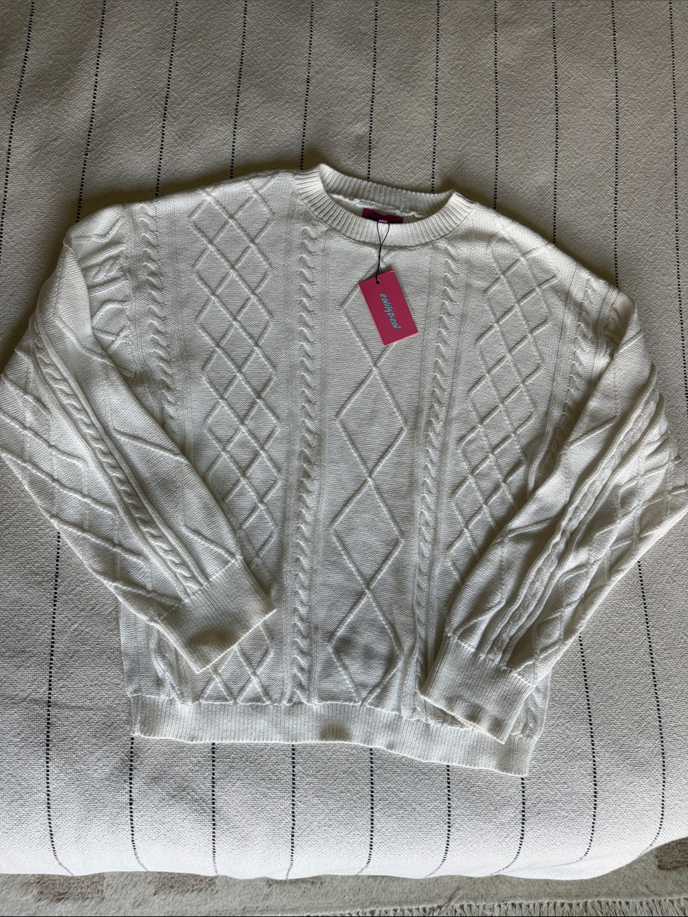 NWT Edikted 100% Cotton Cable Knit Sweater in Cream size Small